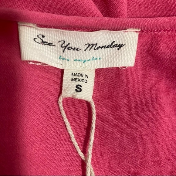 Anthropologie (See You Monday) Women’s Size Small Hot Pink Mini Dress NWT - Picture 7 of 11